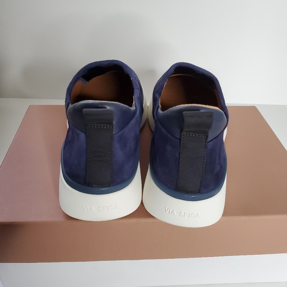 NWT VIA SPIGA Laverno Blue Slip-On Suede Sneakers - Picture 6 of 11
